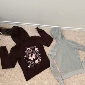Bundle of 2 Juicy Couture Hoodies with Pink Butterfly Back Print